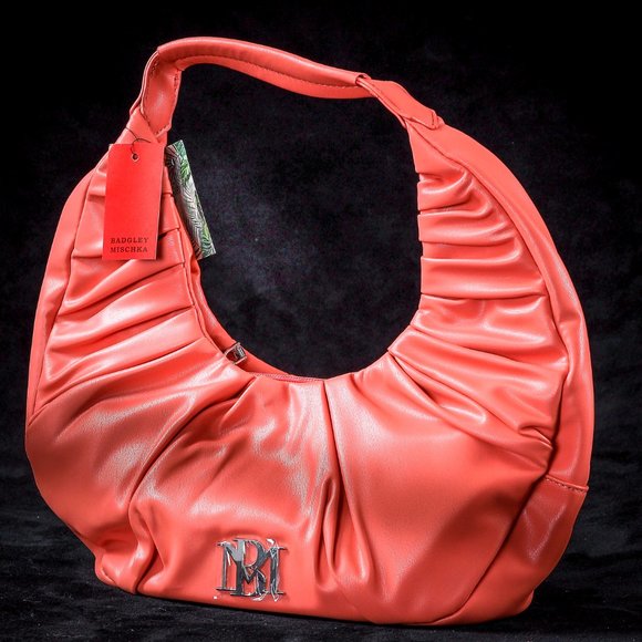 NWT Badgley Mischka | Coral Pleated Hobo - Picture 3 of 5